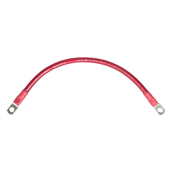 Remington Industries Marine Battery Cable, 4 AWG Gauge, Tinned Copper w/ Red PVC, 12" Length, 3/8" Lugs 4-3MBCRED12